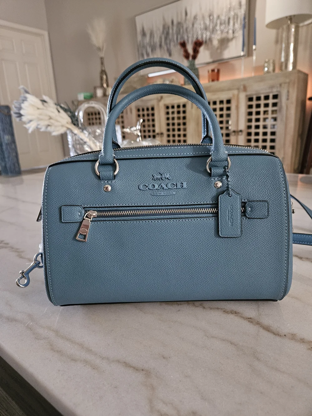 Coach Blue Leather Small Satchel Crossbody Bag NWT - Picture 3 of 12